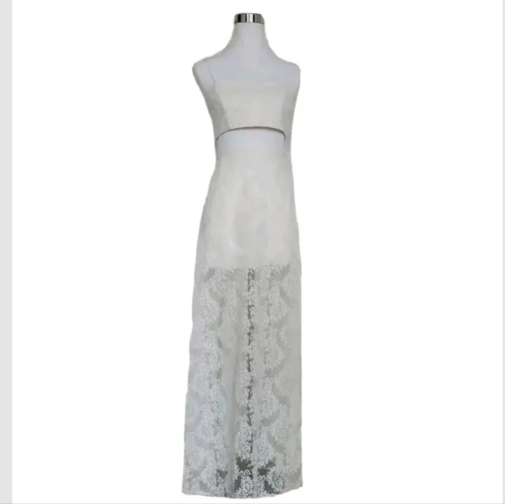 Fame And Partners Women's Lace Dress 2 Piece Top Skirt White NWT Size US 2 XS